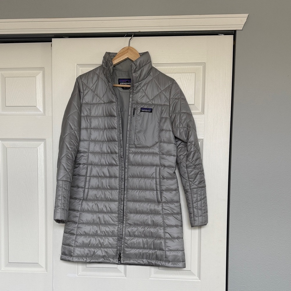 Patagonia Gray Quilted Long Down Jacket
